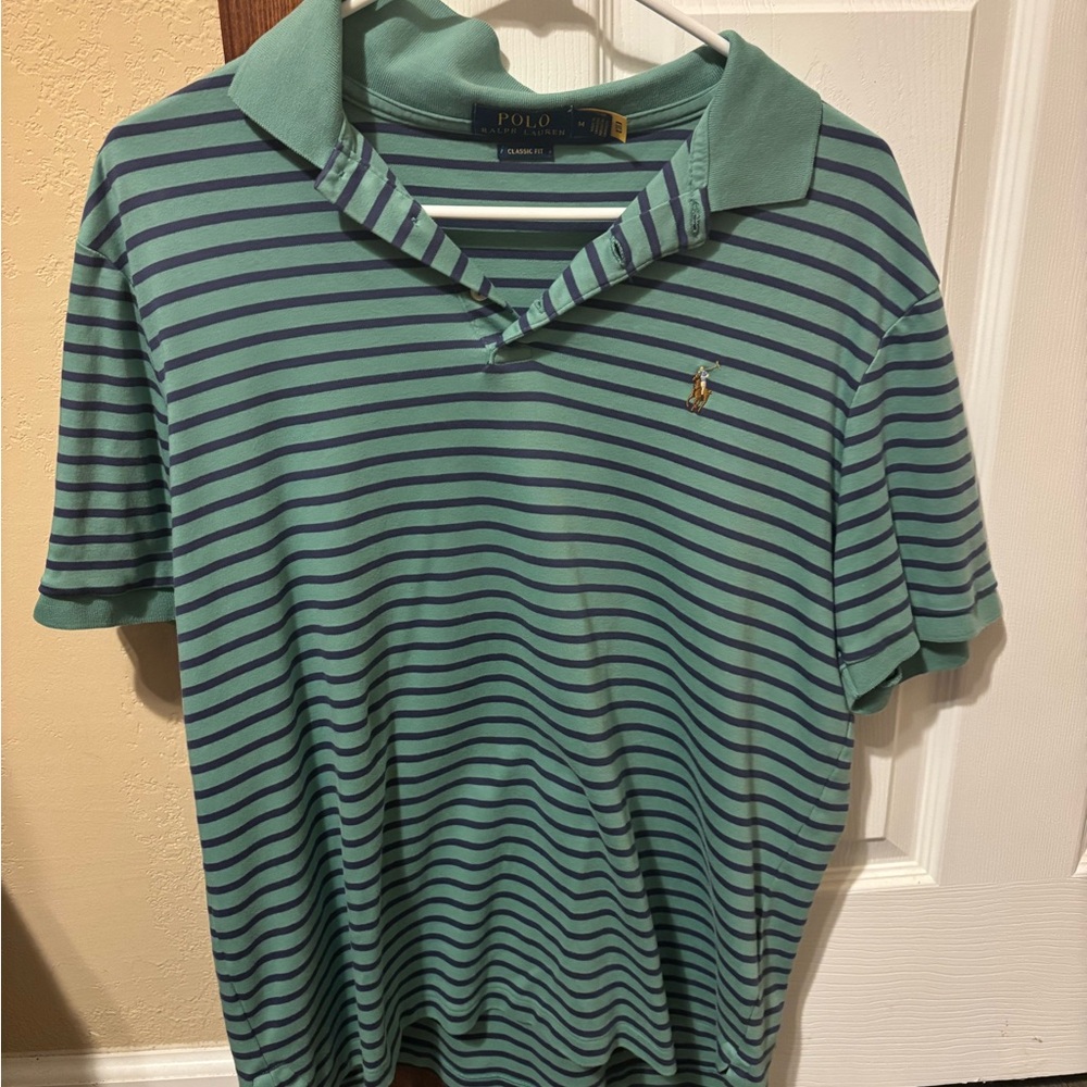 Polo by Ralph Lauren Green and Blue Striped Shirt